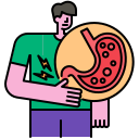 Illustration of a person holding their stomach, symbolizing digestive issues such as acidity, indigestion, or stomach pain.