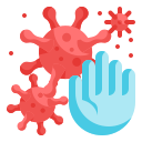 Illustration of a hand blocking virus particles, symbolizing immunity support and protection from infections.