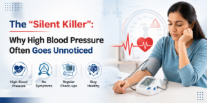 Man checking blood pressure at home highlighting silent symptoms of hypertension and importance of High Blood Pressure Treatment in Indore